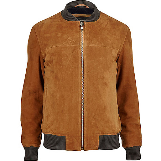 jacques-vertuk Tan suede bomber jacket 296110 men Coats / Jackets Jackets