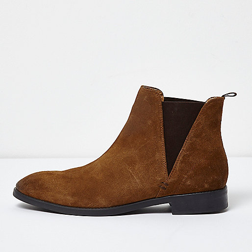 jacques-vertuk Tan suede chelsea boots 301716 men Shoes / Boots Boots