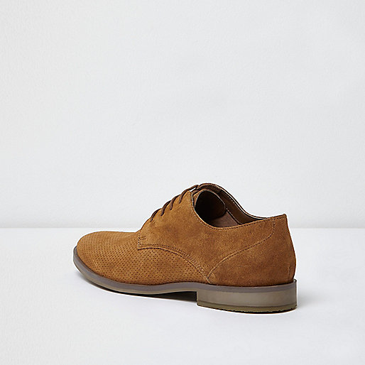 river island official site,jacques-vertuk Denim Shoes Tan suede perforated derby shoes Shoes Shoes / Boots men