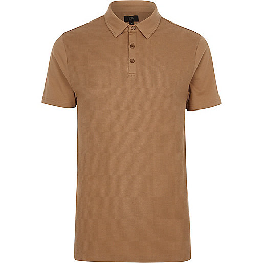 molly coated jeans,jacques-vertuk Ireland Tan waffle slim fit polo shirt men 302458