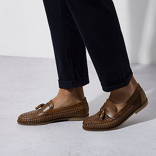 river island puff sleeve top,New Season jacques-vertuk Tan woven leather tassel loafers Shoes Shoes / Boots men