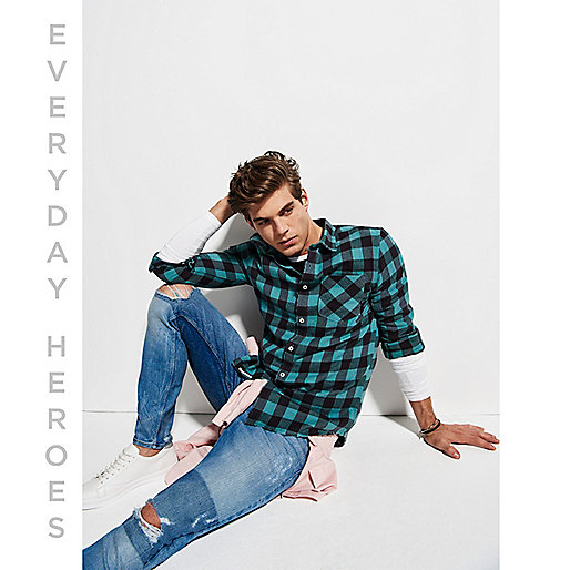 river island espadrille flatform,Shop Online jacques-vertuk Teal buffalo check shirt Shirts Sale men