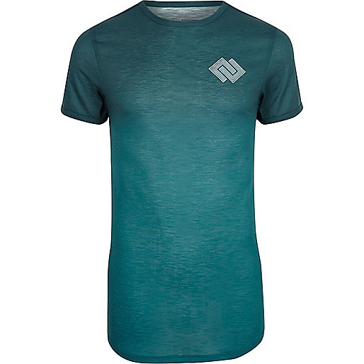 jacques-vertuk Teal geo print muscle fit T-shirt 303725 men T-Shirts / Vests T-shirts