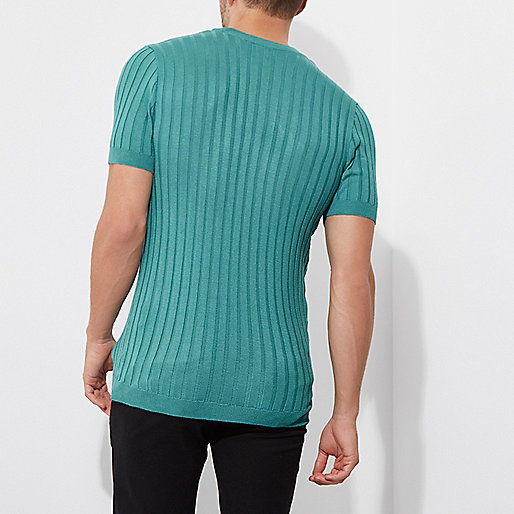 river island side bag black,jacques-vertuk Online Teal green chunky ribbed muscle fit T-shirt men 303418