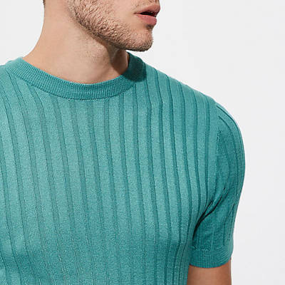 river island side bag black,jacques-vertuk Online Teal green chunky ribbed muscle fit T-shirt men 303418