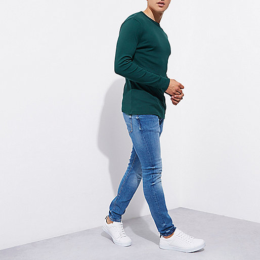 river island sequin heels,jacques-vertuk Shop Teal green slim fit long sleeve rib T-shirt men 302813