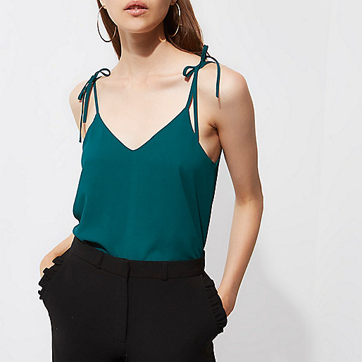 river island hobo bag,jacques-vertuk Clothing Uk Online Teal textured bow shoulder cami top Cami / Sleeveless Tops Tops women