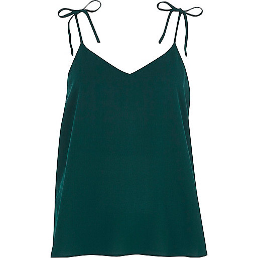 jacques-vertuk Teal textured bow shoulder cami top 706605 women Tops Cami / Sleeveless Tops