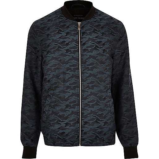 jacques-vertuk Turquoise camo jacquard bomber jacket 297289 men Coats / Jackets