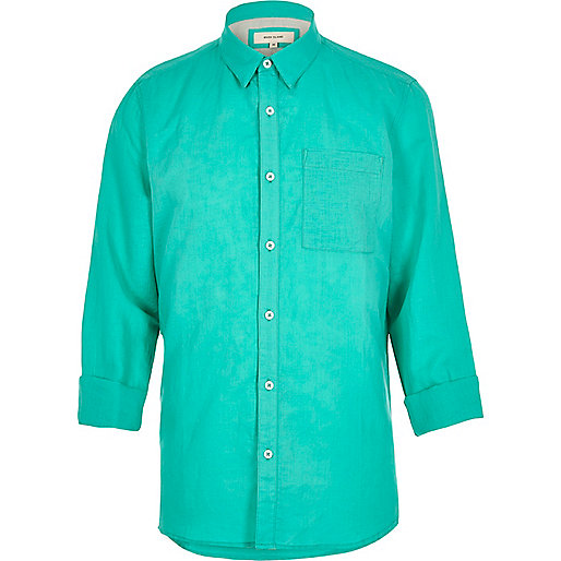 jacques-vertuk Turquoise linen-rich shirt 293504 men Shirts