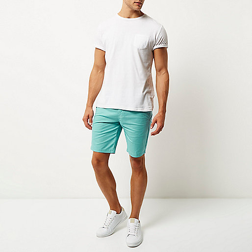 river island coat size 16,jacques-vertuk Outlet Turquoise slim fit chino shorts men 294921