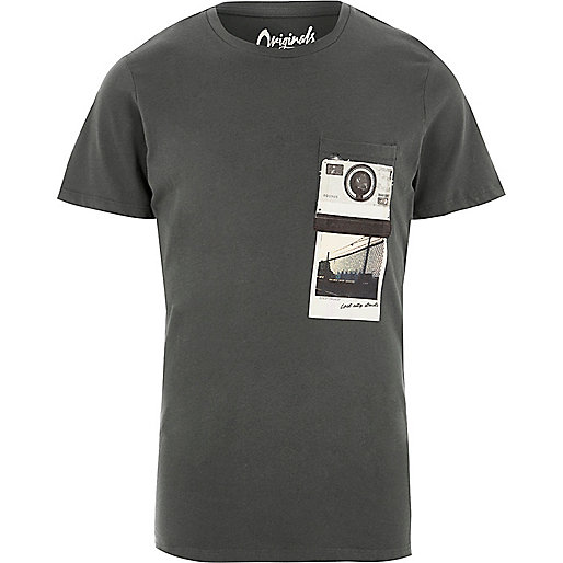 jacques-vertuk Washed black polaroid Jack & Jones T-shirt 300473 men T-Shirts / Vests T-shirts