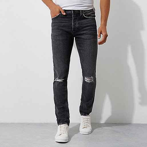 river island mens straight jeans,Kids Clothes jacques-vertuk Washed black ripped knee Dylan slim fit jeans Slim Jeans Jeans men