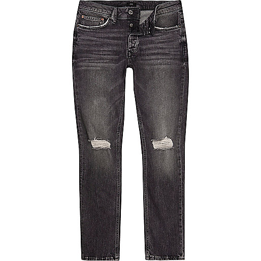 jacques-vertuk Washed black ripped knee Dylan slim fit jeans 302053 men Jeans Slim Jeans