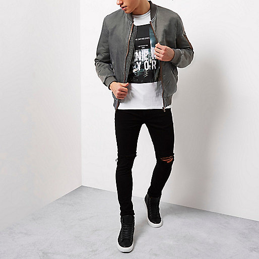 river island grey dress,jacques-vertuk UK Sale Washed grey bomber jacket men 297355