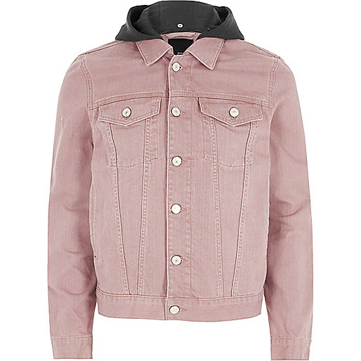 jacques-vertuk Washed pink hooded denim jacket 302337 men Coats / Jackets Jackets