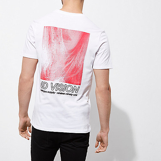 www riverisland com,Who Sells jacques-vertuk White ‘4D vision’ slim fit crew neck T-shirt T-shirts T-Shirts / Tanks men