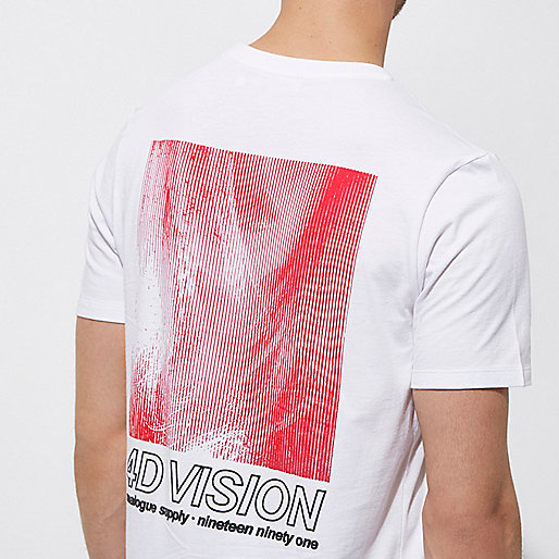 www riverisland com,Who Sells jacques-vertuk White ‘4D vision’ slim fit crew neck T-shirt T-shirts T-Shirts / Tanks men