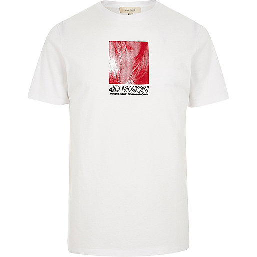 www riverisland com,Who Sells jacques-vertuk White ‘4D vision’ slim fit crew neck T-shirt T-shirts T-Shirts / Tanks men