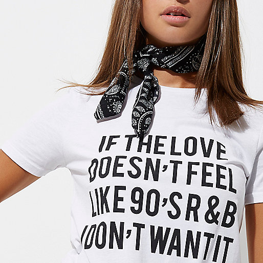 river island sale petite,jacques-vertuk Uae White ‘90’s R&B’ slogan print fitted T-shirt Print T-Shirts / Tanks T-Shirts & Tanks Tops women