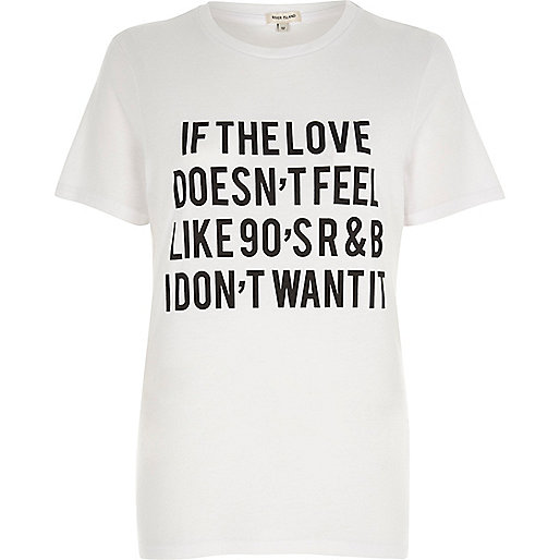 jacques-vertuk White ‘90’s R&B’ slogan print fitted T-shirt 707448 women Tops T-Shirts & Vests Print T-Shirts / Vests