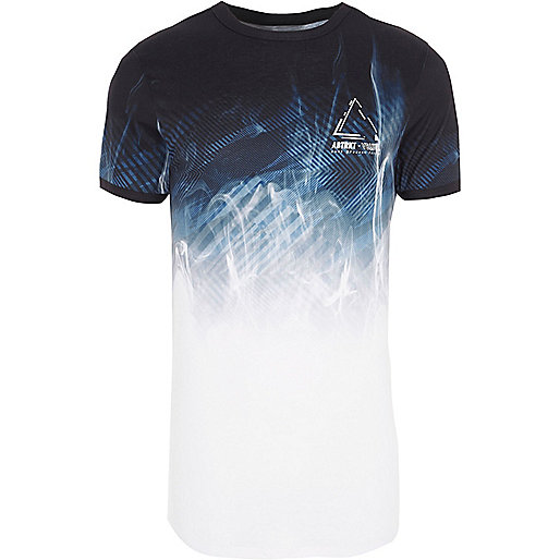 jacques-vertuk White abstract fade print muscle fit T-shirt 303988 men T-Shirts / Vests T-shirts