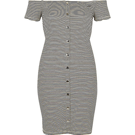 river island floral dress sale,jacques-vertuk Shop White and black stripe bardot bodycon dress women 702656