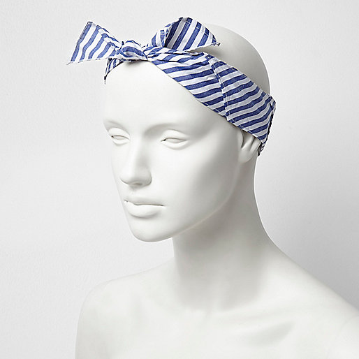 river island leather look coat,jacques-vertuk Spain White and blue stripe bandana Hair Accessories Accessories women