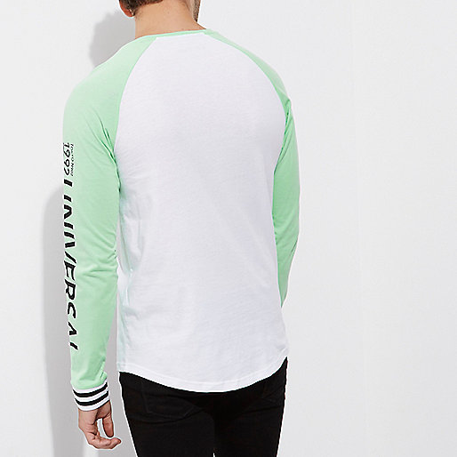 river island black coat,jacques-vertuk Online Sale White and mint printed raglan sleeve T-shirt T-Shirts / Tanks Sale men