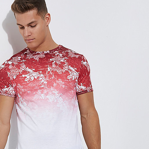 black pumps river island,jacques-vertuk Ireland White and red floral fade muscle fit T-shirt men 301743