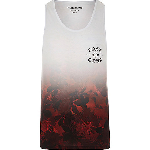 jacques-vertuk White and red hawaiian fade muscle fit tank 302650 men T-Shirts / Vests Vests