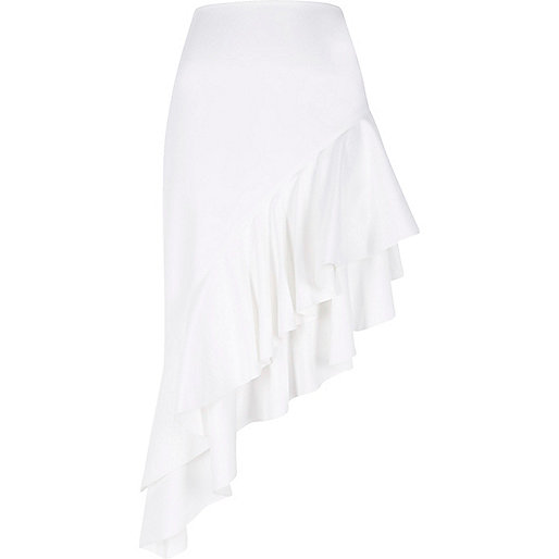 river island mens loafers,jacques-vertuk Ireland White asymmetric frill midi skirt women 708250