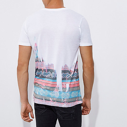 river island sizing,Buy Rivers Shoes Online White aztec fade print T-shirt T-shirts T-Shirts / Tanks men