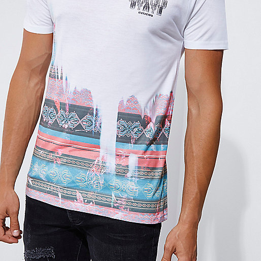 river island sizing,Buy Rivers Shoes Online White aztec fade print T-shirt T-shirts T-Shirts / Tanks men