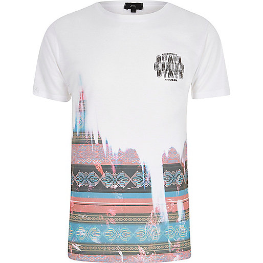 jacques-vertuk White aztec fade print T-shirt 303803 men T-Shirts / Vests T-shirts