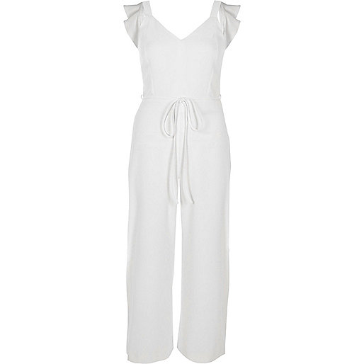 ladies trainers at river island,Tiver Usland White back bow sleeveless culotte jumpsuit Jumpsuits Rompers / Jumpsuits women