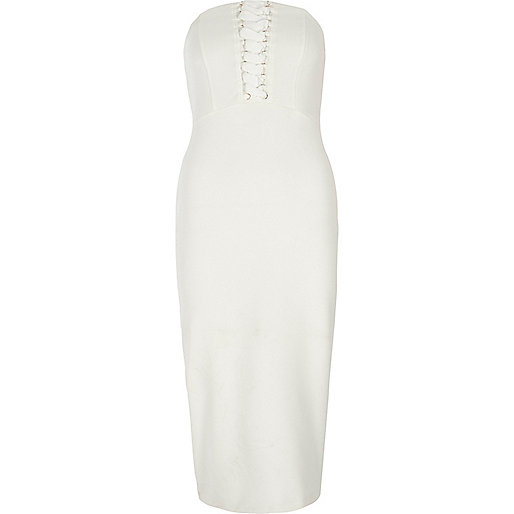 river island clutch sale,jacques-vertuk Sale White bandeau lace-up bodycon dress women 703584