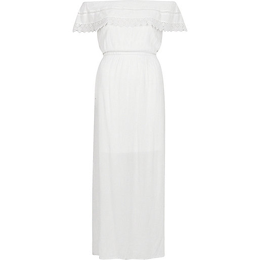 river island gold star dress,jacques-vertuk Online White bardot frill maxi dress women 703281