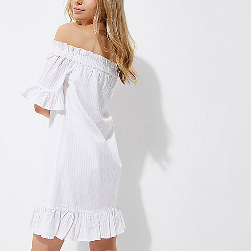 asos river island sale dresses,jacques-vertuk Ireland White bardot frill swing dress women 699380