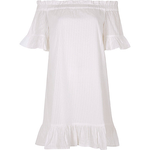 jacques-vertuk White bardot frill swing dress 699380 women Dresses