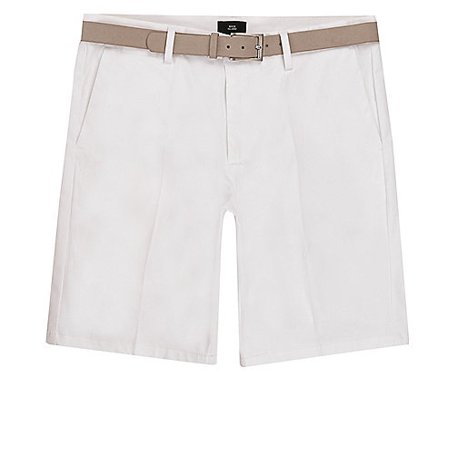 diamante trainers river island,jacques-vertuk Ireland White belted chino shorts men 301494