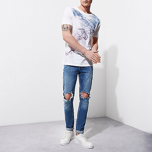 river island denim shorts,Find jacques-vertuk White bird smudge short sleeve T-shirt T-shirts T-Shirts / Tanks men