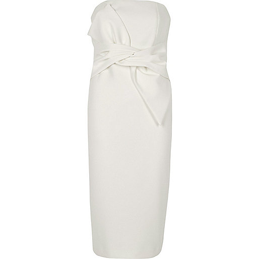 jacques-vertuk White bow front bandeau bodycon dress 706630 women Dresses Bodycon Dresses