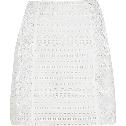 jacques-vertuk White broderie mini skirt 701744 women Skirts