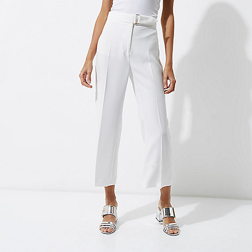 river island edge lane,jacques-vertuk Online White buckle waist pants women 703104