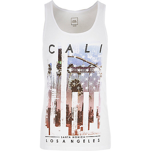 river island boots,jacques-vertuk Shirts For Women White Cali print tank Tanks T-Shirts / Tanks men