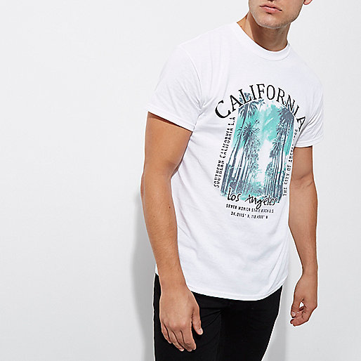 river island blue coat,Dresses Uk jacques-vertuk White ‘California’ print crew neck T-shirt T-shirts T-Shirts / Tanks men