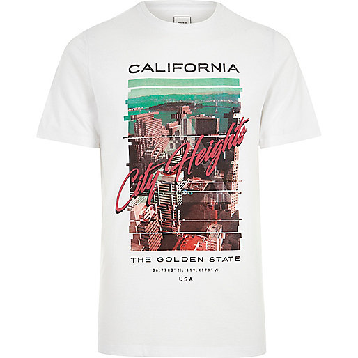 jacques-vertuk White 'California' print slim fit T-shirt 303806 men T-Shirts / Vests T-shirts