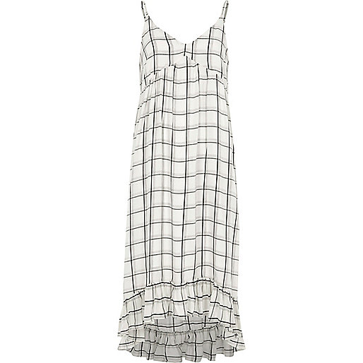 river island mens shoes black,jacques-vertuk Shop White check frill hem maxi slip dress women 707891