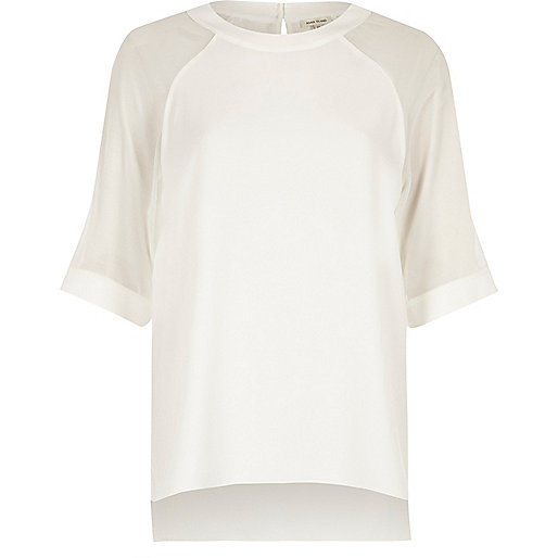 river island jumper sale,jacques-vertuk Outlet White chiffon sleeve top women 701562